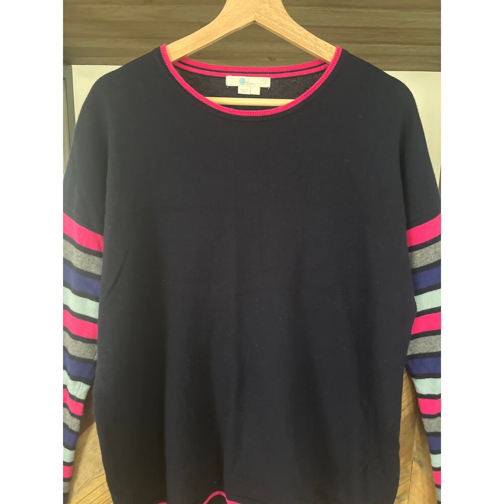 Boden Berwick Crewneck Sweater Small Navy Pink Wool Blend - Picture 5 of 9